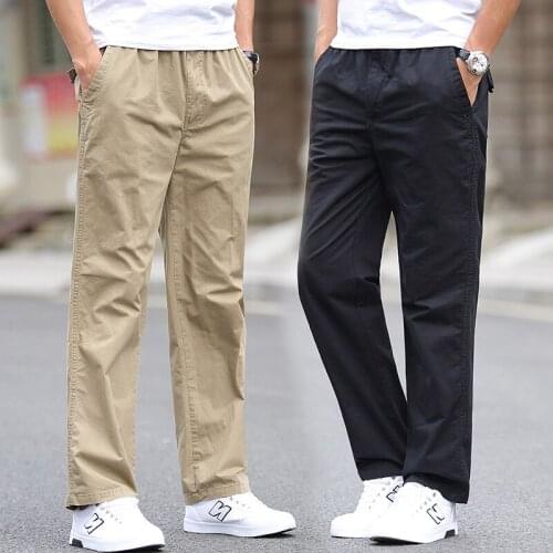 Top Selling Product In 2021 Washed Cotton Casual Trousers Mens Plus Size Pants Fashion Loose Straight-leg Pants Mens Clothing