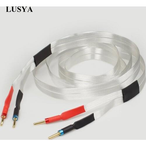 LUSYA 1PCS HIFI Music Ribbon Speaker Cable Purple Copper Silver Plated Speaker Cable