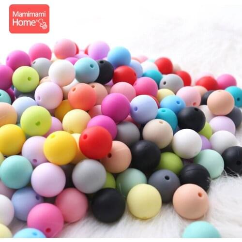 Mamihome 15mm 50pc baby silicone teether beads DIY for Nursing Necklace Food Grade perle Silicone pacifier clip chain nurse gift
