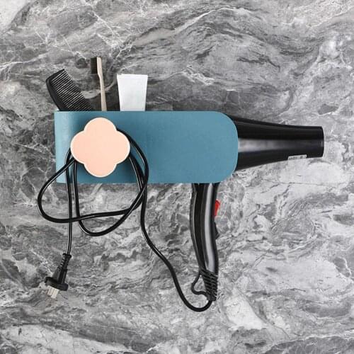 Multifunction Bathroom Storage Hair Dryer Holder Shower Organizer Self-adhesive Wall Mounted Plastic Shelf Sundries Organizer