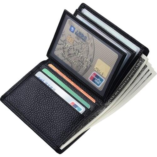 Men Short Wallet First Layer Cowhide Vertical Wallets Leather Driving License Bag Driving License Card Set Men Wallet