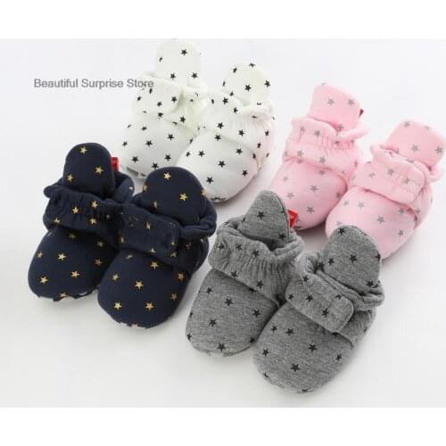 Star Print Newborn Baby Socks Shoes Boy Girl Comfortable First Walkers Booties Cotton Soft Anti-slip Warm Infant Toddler Shoes
