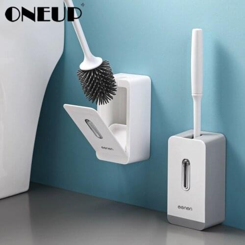 ONEUP TPR Silicone Toilet Brush Long Handle Toilet Clean Brush With Holder For Bathroom Utensils Household Wash Cleaning Brushes