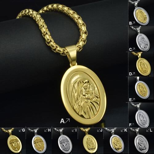 Gold color on stainless steel The Virgin Mary Necklace N250