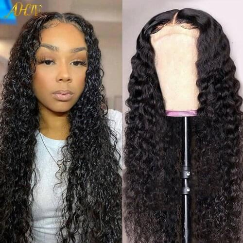 Water Wave Lace Part Human Hair Wigs 180% Density Lace Closure Wigs For Women Brazilian Water Wave Lace Closure Wigs