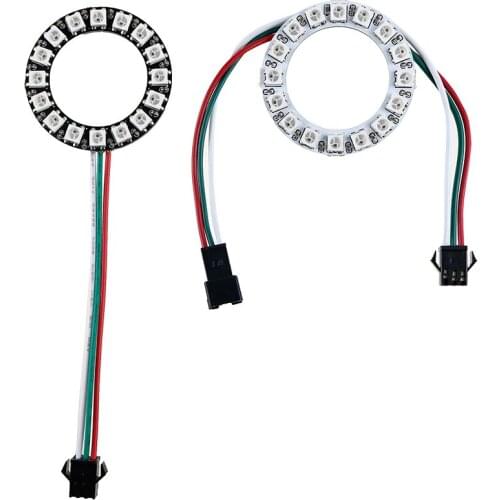 Ws2812b 16leds Bits pixel ring;addressable ring modules;DC5V input;RGB full color;round LED Circle Development Board White/Black