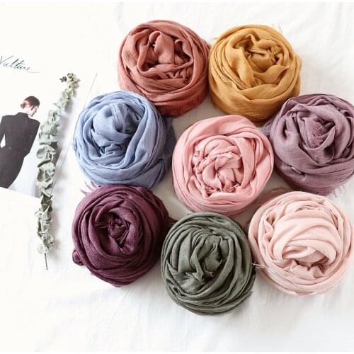 Women Fringe Hijab Shawl Plain Maxi Scarf Fashion Pendant Foulards Lady Solid Color Muslim Sjaal Soft Wrap Snood 1Pc 16 colors