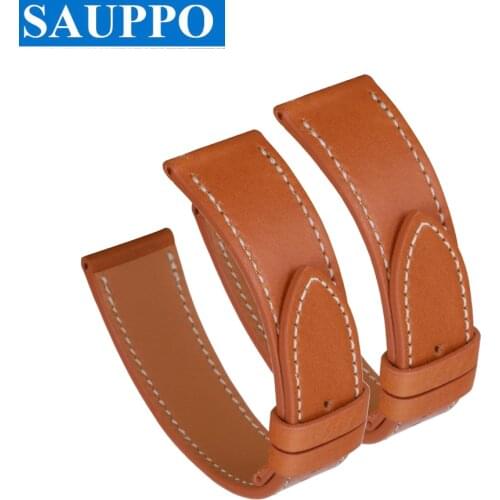 SAUPPO suitable for Hermes HH1.201.130 028104 020997 036793 17mm 20mm Calf Skin Leather Smooth Grain Watch Band Strap
