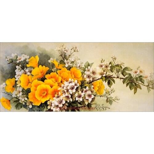 Needlework for embroidery DIY DMC High Quality - Counted Cross Stitch Kits 14 ct Oil painting - Poppies and Wild Blackberries