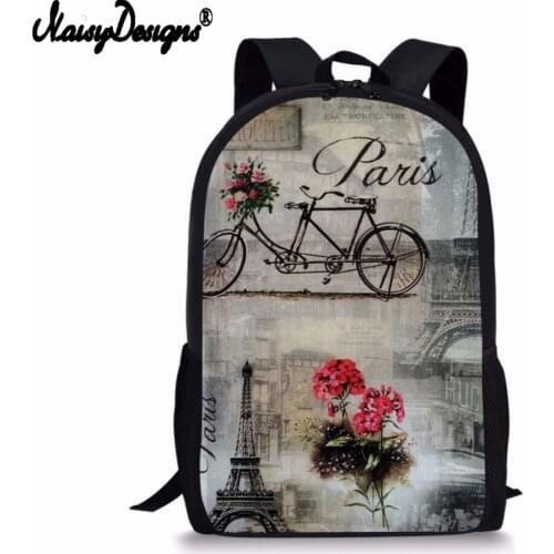 NOISYDESIGNS Hot Male Backpacks Paris Eiffel Printed Rucksack Custom For Middle School Supplies Women Bags Men Zipper Laptop