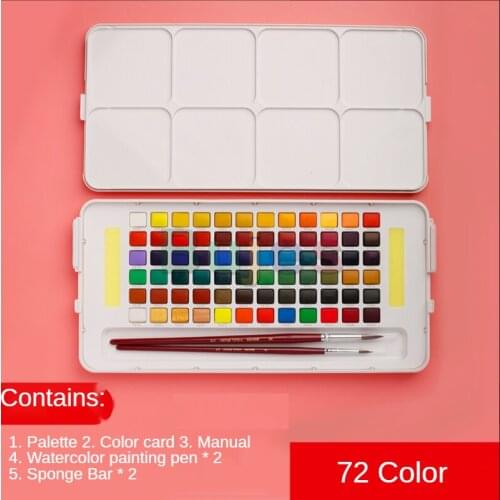 SAKURA 72 Colors Solid Watercolor Paint Pigment Set Gouache Paint Portable Set for Painting and Coloring School Supplies