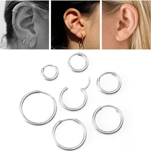 1Pc Surgical Steel Septum Hinged Clicker Daith Nose Ring Helix Cartilage Tragus Piercing 18G Sleeper Hoop Earrings Women Men