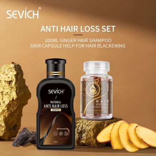 Sevich Hair Loss Treatment Kit Polygonum multiflorum Hair Growth Capsule Nourishing Serum 200ml Anti-Hair Loss Ginger Shampoo