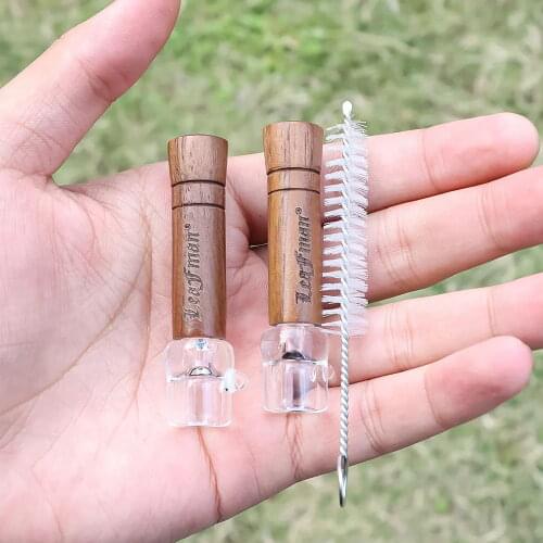 LeaFMan Glass One Hitter Pipes Bat With Wood Handle 68MM Walnut Wooden Tobacco Pipe Smoking Herb Grinder Accessoires