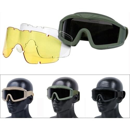 Tactical Army Goggles UV400 Airsoft Safety Goggles Outdoor Sports Military Eyewear with 3 Interchangeable Lens Sunglasses