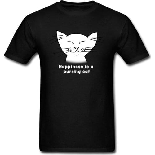 Happy Cat Man T Shirt Party Tops TShirt Cute Cartoon Cat Print Clothes Adult Oversized T-shirts Black Tees Cotton Free Shipping