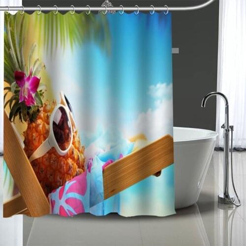 Waterproof Shower Curtain Can Be Customized Beach Bathroom Shower Bath Supplies Polyester Shower Curtain With Hooks