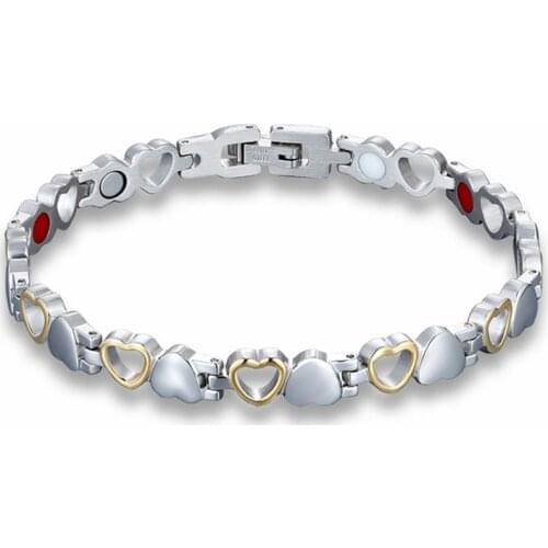 Heart Shape Health Magnetic Bracelet For Women Anti-radiation Care Stainless Steel Bracelets & Bangles with Health Germanium