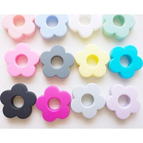10pcs Baby Chewable Silicone Beads flower DIY Baby Teething Beads Sun flower BPA Free DIY Necklace pacifier Chain Accessories