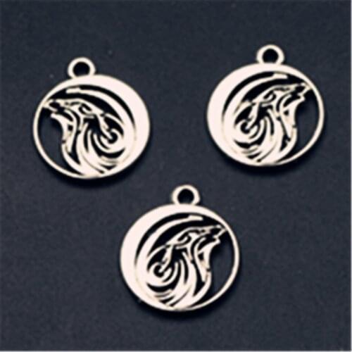 15pcs Antique Silver Color A symbol of bravery Siberian Wolf King Charm Earring Necklace DIY Jewelry Alloy Pendant A749