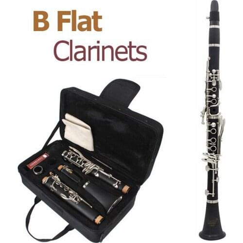 17 Keys bB Flat Clarinet Bakelite Body Nickel Silver Plated Keys with 10 Reeds Cork Oil Tube Cloth Screwdrivers and Storage Box
