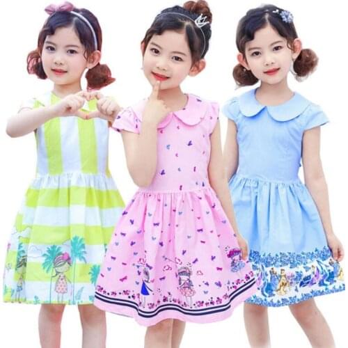 2019 new girls cotton dress, 2-9 year old childrens summer princess dress