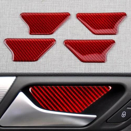 4pcs/Set Carbon Fiber Red Door Handle Bowl Cover Trim Fit for VW Golf 6 GTI MK6 2012 2011 2010 2009 2008