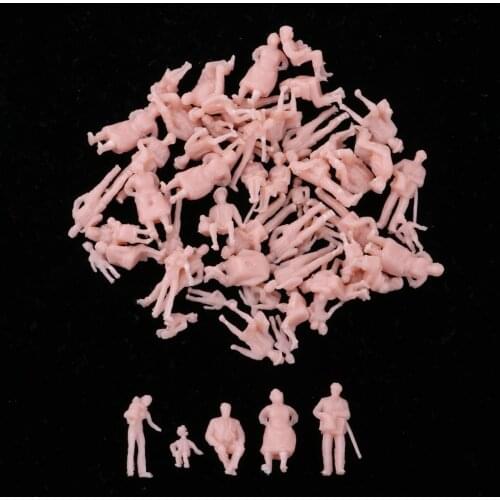 60pcs Unpainted Model Train People Figures HO Scale Model Miniature Figures for Sand Table Model Accessories Diorama Layout
