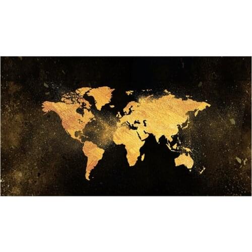Big Size Abstract Black Gold World Map Canvas Painting Posters and Prints Nordic Wall Art Picture for Living Kids Room Decor