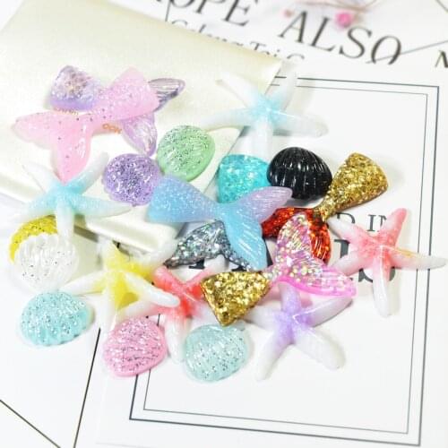Assorted Mermaid Starfish Resin Flatbacks Craft Cardmaking Embellishments - 20Pcs Scrapbooking Decoden Pieces