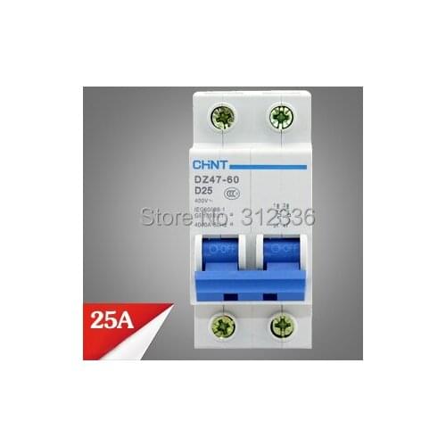 Free Shipping circuit breaker DZ47-60 C25 2P 25A 2 pole domestic C type small air switch unipolar Electric shock protection