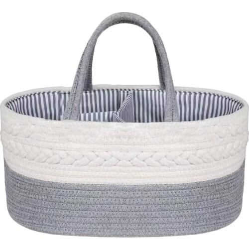 Safety Woven Baby Diaper Caddy Nursery Organizer Nappy Storage Bin Basket
