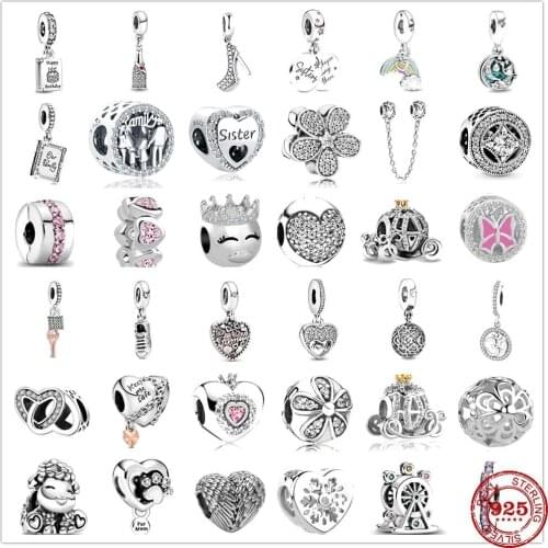 925 Sterling Silver Metal Beads sister pendant Family flower Charm fit Original Pandora charms Silver 925 Bracelet Genuine Gifts