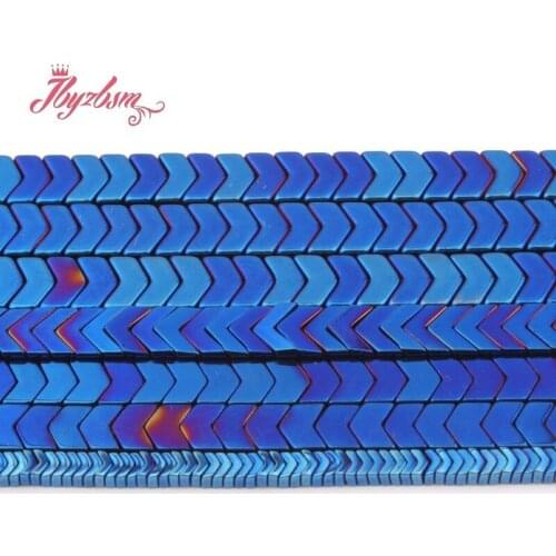 1x3/3x6/2x6/3x8mm AAA+ Retention Hematite Blue V Shape Natural Stone Beads For Necklace Bracelet Jewelry Making Strand 15"
