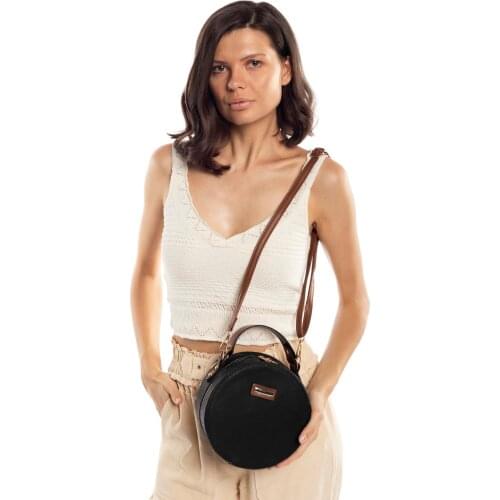 Black Women 'S Round Shoulder Bag