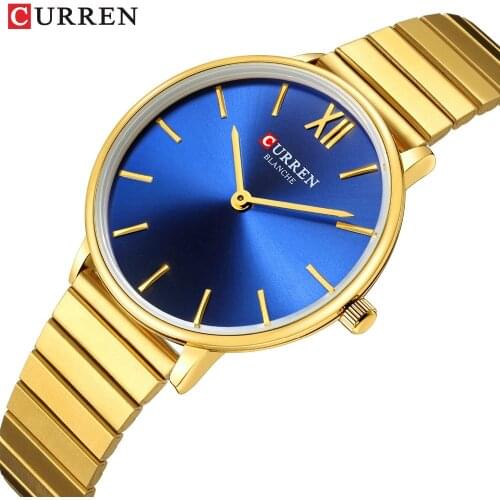 CURREN Fashion Watch Stylish Blue Luxury Crystal Dial Watch Ladies Watch Quartz Japan Mov Rosegold Case Reloj Mujer Bracelet