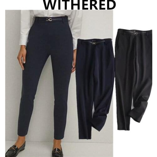 Jenny&Dave women with belt pantalones pantalon femme trousers set england style fashion simple office lady suits pants mujer