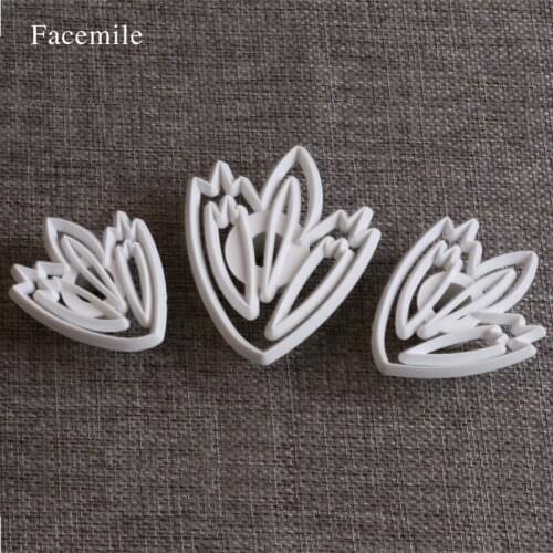 Facemile Brand Bakeware 3Pcs/set Tulip Biscuit Cutter Fondant Cake Mold Baking Tools Diy Stamp 04103 Gift