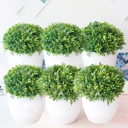 Artificial Potted Plant Bonsai Plastic Flowerpot Ornaments Simulation Plants Grass Birthday Party Decor Home Office Desk Decor