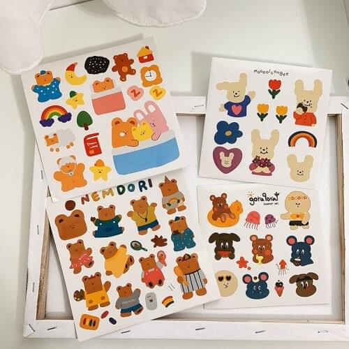 Kawaii Bear Rabbit Ins Decorative Stickers DIY Scrapbooking Diary Album Journal Planner Collage Sticker Cute Stationery