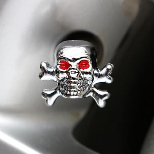 Skull Head Tire Valve Caps Crossbones Tyre Valve Stem Dust Covers W O-ring For US Valves Car-styling Parts Car Decor Accessories
