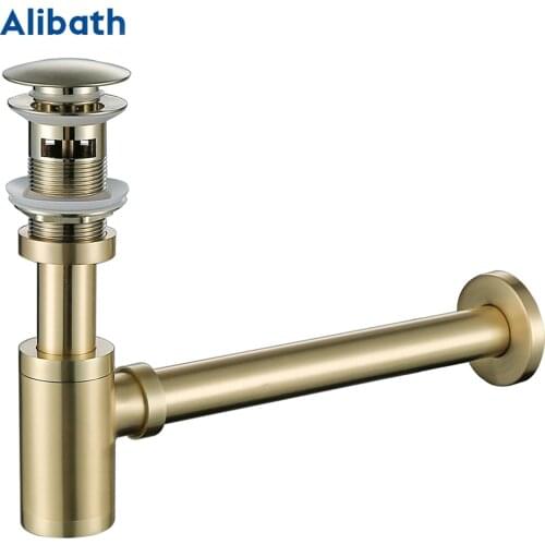 Brass Bathroom Basin Sink Tap Bottle Trap Drain Kit Waste TRAP Pop Drain Deodorization With&Without Overflow Brushed Gold