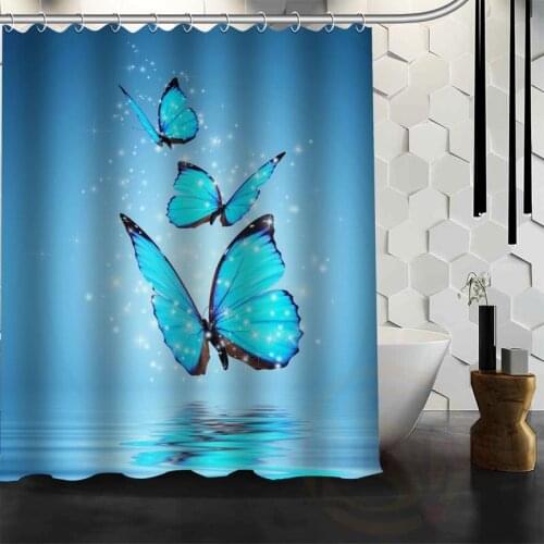 Best Nice Custom Magic Butterfly Shower Curtain Bath Curtain Waterproof Fabric For Bathroom MORE SIZE WJY#74