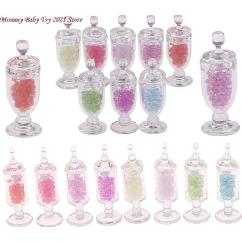 Mini Resin Candy Jar Simulation Candy Bottle Model Toy for 1:12 Doll House Decoration Dollhouse Miniature Accessories