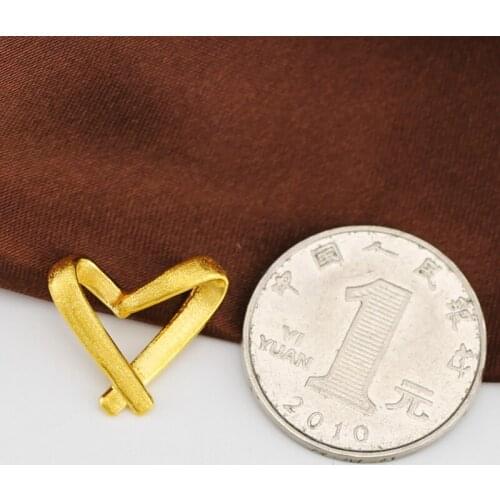 1PCS Real 999 24k Yellow Gold Pendant Unisex 3D Luck Heart Bead 0.8-1g