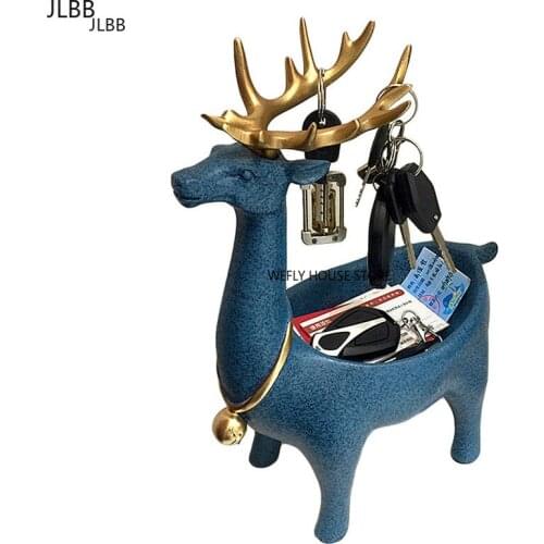 Nordic Luxury Deer Statue Sundries Storage Tray Fruit Plate Key Storage Snack Box Table Ornaments Nordic Home Decoration Gift