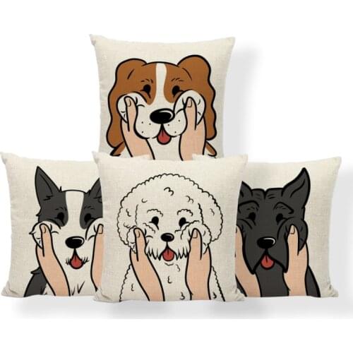 Dog World Cushion Schnauzer Bull Terrier Shih Tzu Dog Pug Pomeranian Shepherd Dog Pillow Cover Sofa Decorative 45*45 Polyester