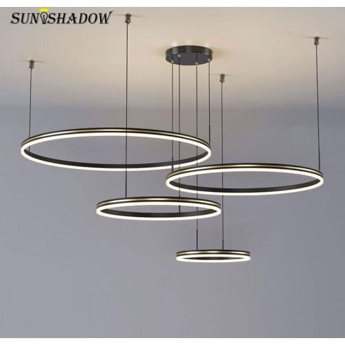 Modern Led Pendant Light 110V 220V Acrylic Circles Ceiling Pendant Lamp for Living room Bedroom Dining room Kitchen Hanging Lamp