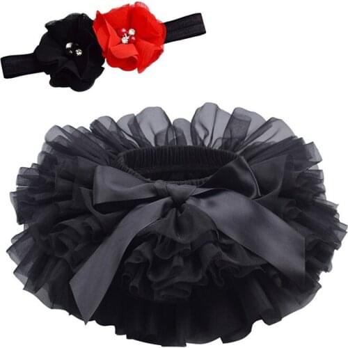 Baby Girls Tulle Bloomers Infant Newborn TuTu Diapers Cover 2pcs Short Skirts And Flower Headband Baby Party Photograph Clothes