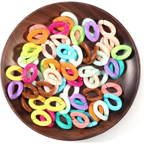50Pcs DIY Bag Decoration Acrylic Link Bead Chain Link Accessories Bead For Jewelry Making Necklace Bracelet Candy Mixed Colors